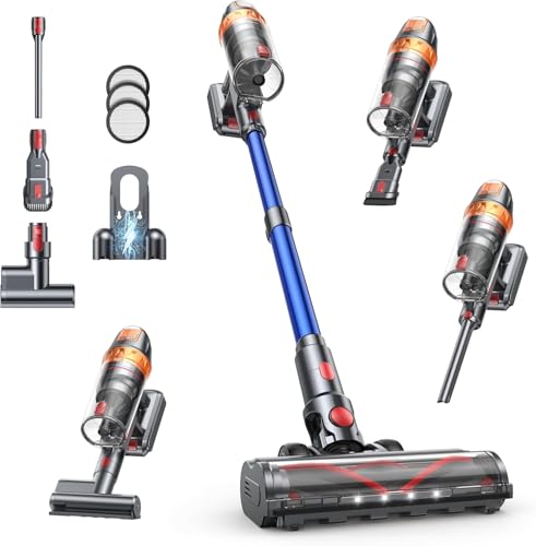 Cordless Vacuum Cleaner, 650W 55KPA 70Min with Extra Mattress Cleaning Tool, Stick Vacuum Cleaners for Home, Self-Standing, Wall Mount Charging, Rechargeable Vacuum Cordless for Floor Pet Hair Carpet