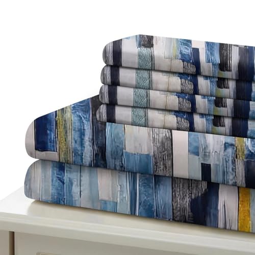 Housse de couette art abstrait 200x200 microfibre super douce anti-plis avec zip - 7