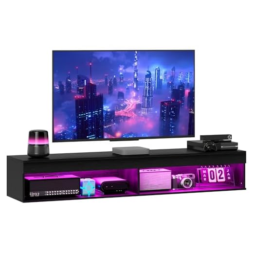 HOMCOM Mobile Porta TV fino 75" Sospeso con Luci LED 16 Colori e Modalità Regolabile con Telecomando, Mobile TV Sospeso in Legno, 180x40x30 cm, Nero