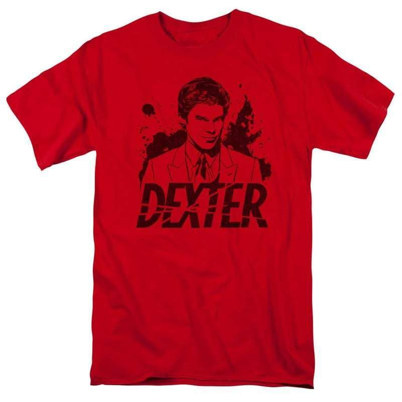 Dexter T-Shirt TV Horror Show Adult Regular fit Cotton Graphic tee SHO334 Red Cotton T-Shirt - Regular Fit, Printed T-Shirts for Men-picture-22