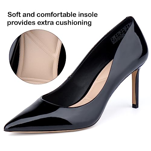 JENN ARDOR Women's Comfortable Stiletto Pumps 3 inch Elegant Gorgeous Closed Pointed Toe Slip On Solid High Heels for Ladies Wedding Dress Shoes Black 11 by JENN ARDOR - Used condition - Image 5