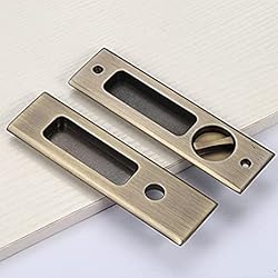 Hoconnie Cerradura para Puertas Correderas Manilla para Puerta de Bolsillo con Llave Manilla Invisible para Puertas Empotradas 160mm Bronce