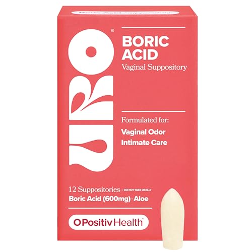 o positiv uro boric acid vaginal suppository  with lactic acid and aloe for fast relief and vaginal odor control  vegan free from parabens dyes and fragrances  12 count pack of 1