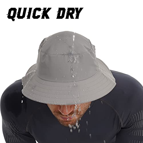 USHAKE Surf Hat Bucket Sun Hats for Surfing, Boating, Water-Sports Men and Women Light Grey