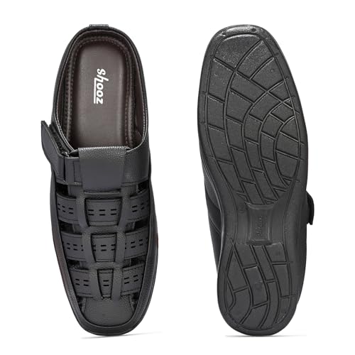 Image of Leather Half Sandals for Men | Casual Open Backless Sandal Footwear