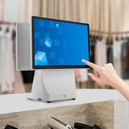 LPLYAA Cash Register Terminal POS System, Cash Register with 15.4-inch Flat Touch Screen and 15.4-inch Customer-Facing Screenfor Small to Medium-Sized Retailers, 20240306
