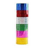 Colorful Ribbon - Set of 12 Pcs Art and Craft Adhesive Tape Rolls Colorful Glitter Tape for Gift Decoration, Multicolor