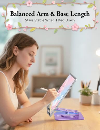Image of Rotating Tablet Stand for Desk, Aluminum Tablet Holder, Purple