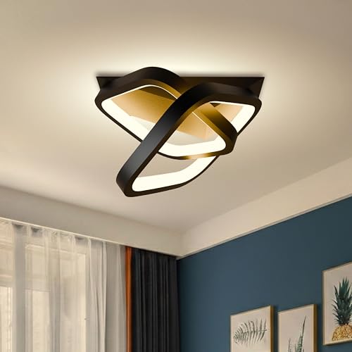 Image of Designer LED Ceiling Light Accumulative 50W Modern 3D Flush Mount | 3 Color Modes | CRI 97 | Decorative Light for Bedroom Living Room Hallway Office (Square PRO)