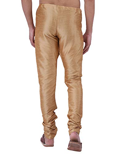 Image of HUZUR Men Pyjama,Churidar,Bottom wear,Silk Blend,Regular Fit,Wedding,Party,Festival,Family Funcation,White,Gold,Pajama