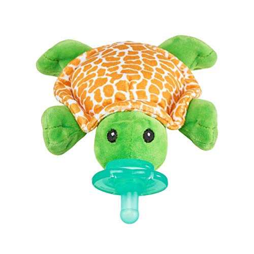 Image of Nookums Paci-Plushies Shakies - Pacifier Holder with Built in Rattle (2 in 1)- Adapts to Name Brand Pacifiers, Suitable for All Ages, Plush Toy Includes Detachable Pacifier (Turtle)