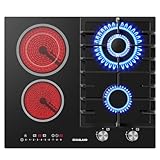 GASLAND GCH604BF Placa de cocina de gas y vitrocerámica de 60cm, gas natural/GLP