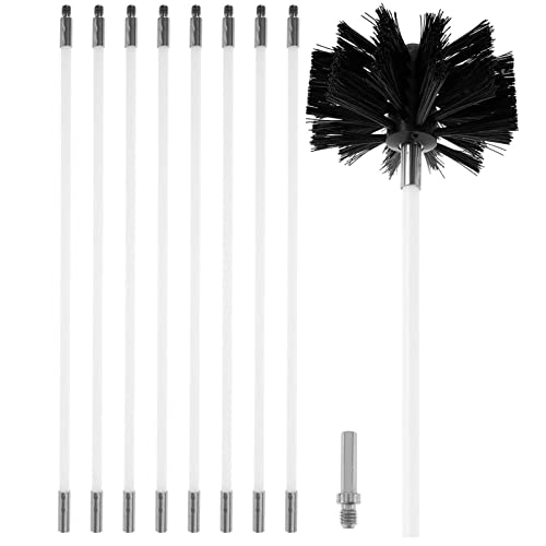Juego De Varillas For Cepillos De Chimenea, Varillas Flexibles De + Cabezales De Cepillo + Bolsa De Almacenamiento + Accesorios, Kit De Cepillos Cepillo De Chimenea Kit(9 Rods,410mm)