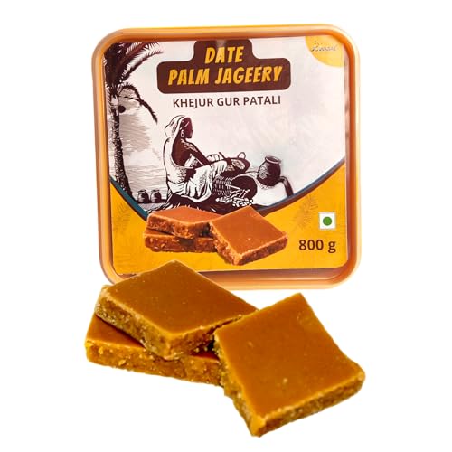 JOYNAGAR BRAND Premium Date Palm Jaggery Block 800g | Khejur Gurer Patali from West Bengal |Khajur Gur, Karupatti Palm Jaggery Organic | Sugar Alternatives Grocery Items