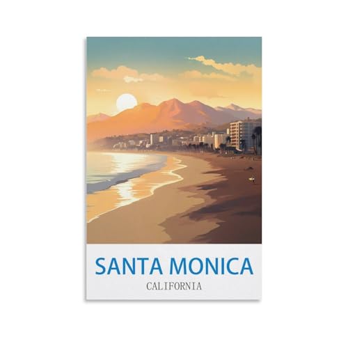 Toile Santa Monica California vintage pour une décoration murale de chambre cosy