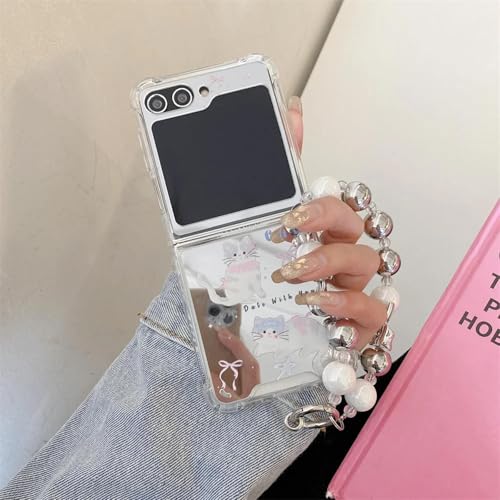 Coque Samsung Z Flip 3 chat mignon et chaîne de poignet