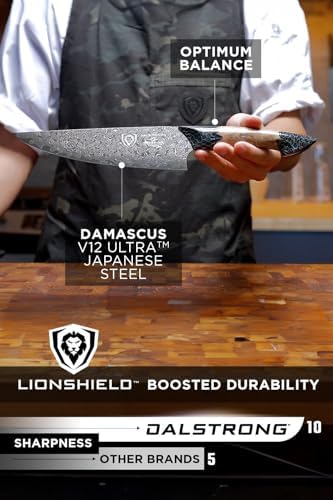 Dalstrong Chef Knife Professional- 8”-Scorpion Series - Venom Edition - Japanese Steel Chef Knife - Spiral Sandstorm Blade Pattern - Black Honeycomb Resin Handle - w/Chef Knife Leather Sheath - Thumbnail 4