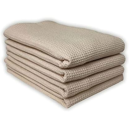 Menola Abtrockentücher Waffelpique 4 Stück Vintage 100% Baumwolle ca. 40 cm x 60 Beige/Rosé