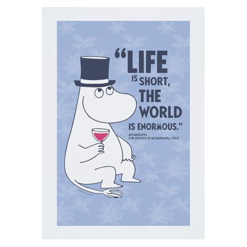 Póster Moomin de pared: cuadro decorativo con cita de Moominpappa Life Is Short