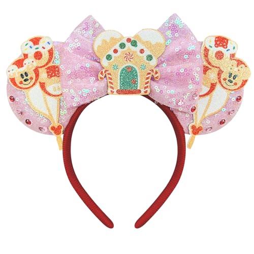 Bolonar Bonita diadema de lentejuelas con orejas de ratón, globo rosa para cumpleaños, niñas, princesas