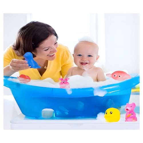 Image of WISHKEY Plastic Bath Toy Set of 12 Pcs Chu Chu Colorful Animal Shape Toy for New Born Babies, Fun Bathtime Buddies for Toddlers (Pack of 12, Multicolor)
