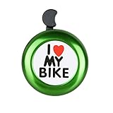Green I Like My Bike Bell - Bicycle Bell - Loud Aluminum Bike Horn Ring Mini Bike Accessories for Adults Men Women Kids Girls Boys Bikes