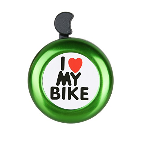 Green I Like My Bike Bell - Bicycle Bell - Loud Aluminum Bike Horn Ring Mini Bike Accessories for Adults Men Women Kids Girls Boys Bikes
