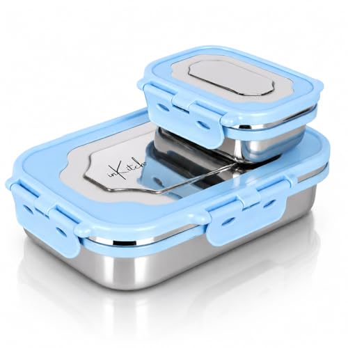 Image of Insulated Stainless Steel Lunch Box Combo Set 800ml with Airtight Leak-Proof Clip Lock Lid, Durable