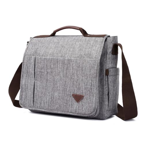 Bolsa Transversal Pasta Mensageiro Carteiro Grande Notebook 15.6 Resistente Para Trabalho Negócios Compartimentos Extras e Alça Ajustável - ZAFIN (Cinza)