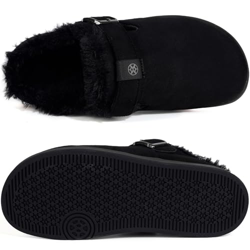 Fur Lined Clogs for Women Men Suede Winter Slippers Arch Support Slip on Mules Potato Shoes with Removable Cushion Footbed Warm Home House Shoes3