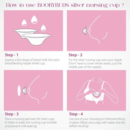 Image of The Original Silver Nursing Cups - Nipple Shields for Nursing Newborns - 999 Silver - Universal Fit - Nipple Comfort Cups for Breastfeeding (Silver Silicone, Regular)