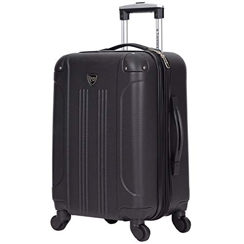 Image of Travelers Club Chicago Hardside Expandable Spinner Luggage, Black, 3 Piece Set
