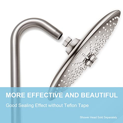 Offo Shower Head Extension Arm 12 Inch, Brushed Nickel S Shaped Shower Arm With Flange High Rise Goose Neck Shower Arm Extension #TOP1