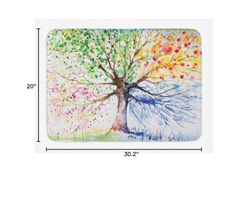 Ambesonne BATH_3389 Tree Bath Mat, Watercolor Nature Colorful Blooming Branches 4 Seasons Themed Illustration Print thumb #2