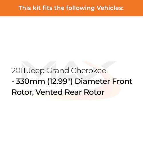 Image of Max Advanced Brakes Front & Rear Brake Kit Compatible With 2011 Jeep Grand Cherokee w /12.99 inch Front Vented Rear Rotor Replacement Geomet Coated OE Disc Brake Rotors and Ceramic Brake Pads