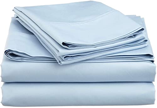 Emperor Size Sheet Set (4 Pcs)- Sheets And Pillowcases Egyptian Cotton Quality Bed Sheets- Extra Long-Staple Cotton Fits Mattresses 18-21" Deep Pockets Light Blue Solid Sheets #TOP2