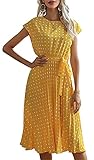 SAMACHICA Women's Summer Boho Polka Dot Sleeveless V Neck Belted Swing Midi Dress Elegant Beach...