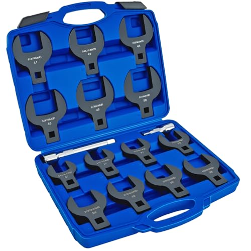 SIXIWANZI 16 Piece Metric Jumbo Crows Foot Wrench Set 1/2 Drive Cr-V Steel Crowfoot Wrenches for 27-50 mm Flare Nuts