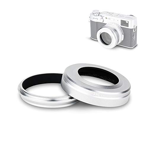 JJC Lens Hood Shade Set for Fuji Fujifilm X100V X100F X100T X100S X100 Replace Fuji LH-X100 Hood & AR-X100 Adapter Ring Attaching 49MM Filter -Silver