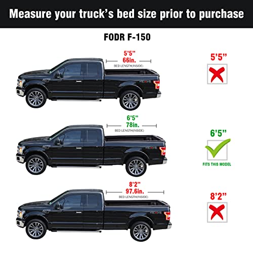 Image of Tutel Hard Shell Folding Truck Bed Tonneau Cover|Fits 2015-2026 Ford F150 6'5 inch Bed (78 inch) - TULH017