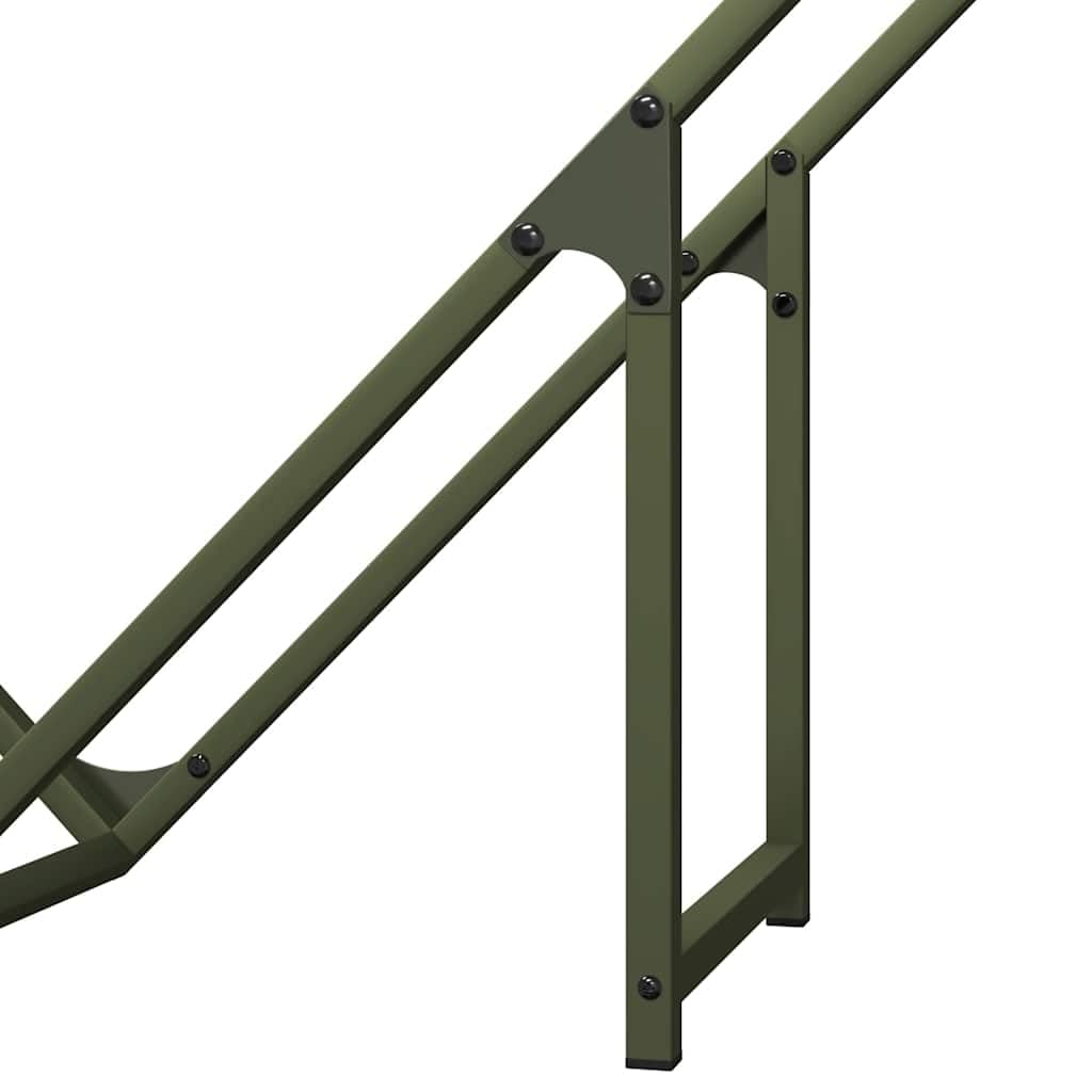Homgoday Leñero Verde Oliva 100x25x100 cm Acero Laminado en frío Estante metálica para leña,Soporte de Almacenamiento para Interiores y Exterior
