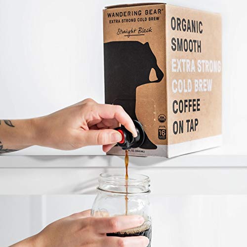 Wandering Bear Extra Strong Organic Cold Brew Coffee On Tap, Hazelnut, 96 fl oz - Smooth, Unsweetened, Shelf-Stable, and Ready to Drink Cold Brew