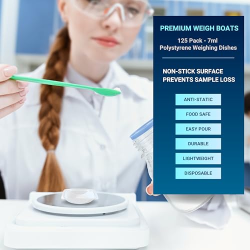 weigh boats small 7ml 125 pack disposable plastic trays for scale anti-static square tray weighing dishes polystyrene lab dish for powder weight mixing epoxy mini sample containers pour boat