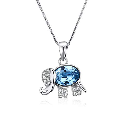 Collier éléphant en argent S925 et diamant bleu d'exception