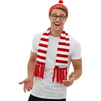 Smiffys Kit de ¿Dónde está Wally?, Rojo y blanco, con sombrero,