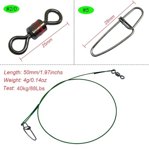 40 Pcs 50cm 88Lbs/40kg Leader Wire para Pesca miniatura 6
