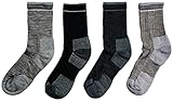 Kirkland Signature Ladies' Quarter Trail Socks Merino Wool Blend, Gray Black, 4 Pairs