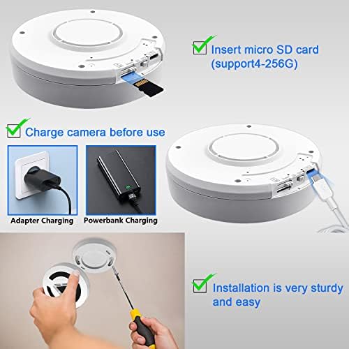 ZUNHAI Spy Camera WiFi,4K HD Hidden Mini Camera Smoke Detector Remote Internet Access Security Surveillance Cameras with Motion Detector/Night Vision