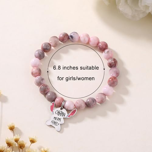 Image of Pink Natural Stone Stitch-Shape Bracelets for Daughter Granddaughter Niece Sister Women Love Gifts Bracelet Jewelry