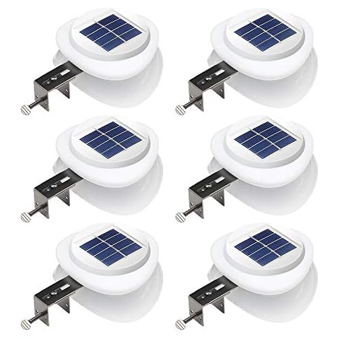 DBF Outdoor Solar Gutter Lights【Upgraded Version】 Solar Fence Post Lights Wall Mount Decorative Deck Lighting Auto On/Off Solar Landscape Lights for Eaves Yard Garden Highlight Gate (Pack of 6) Cover